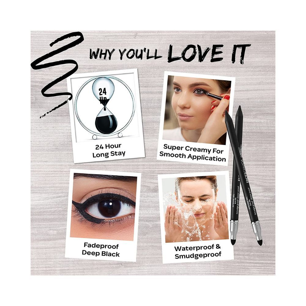 Faces Canada Ultime Pro Intense Gel Kajal 1.2 g With Free Sharpener