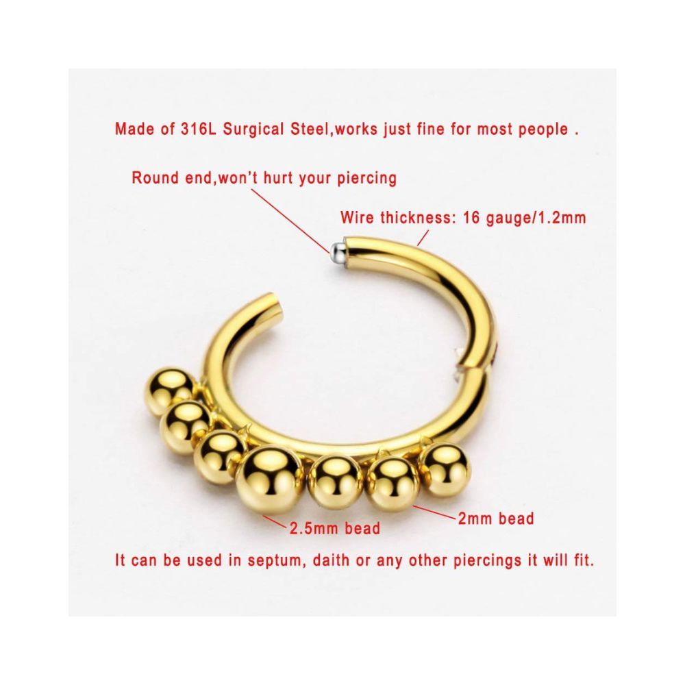 FANSING 316L Surgical Steel Septum Rings Hoop 16g Hinged