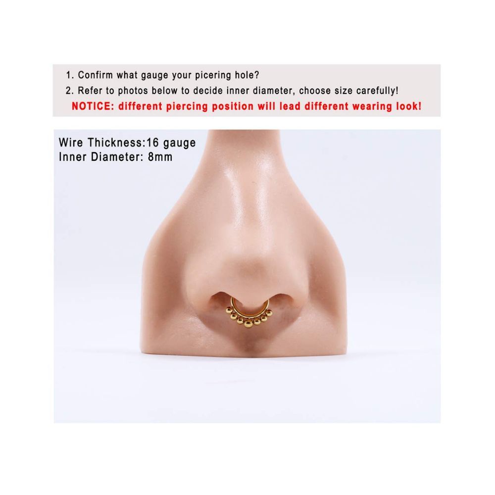 FANSING 316L Surgical Steel Septum Rings Hoop 16g Hinged