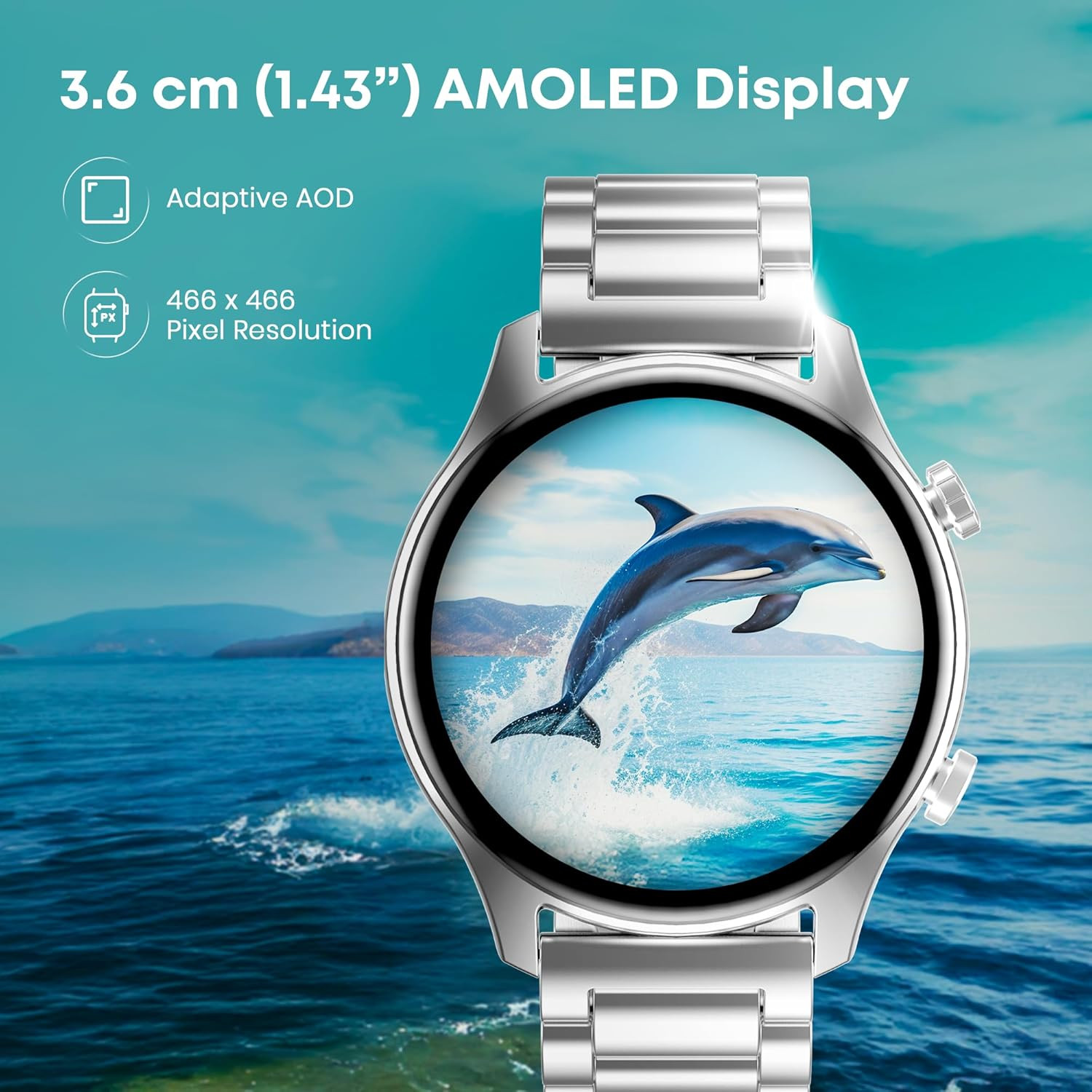 Fastrack Astor FR2 Pro Smartwatch with 143 AMOLED Display with 466  466 Pixel ResolutionSingleSync BT CallingAI Voice Assistant100 Sports Modes and WatchfacesUpto 5 Day BatteryIP68