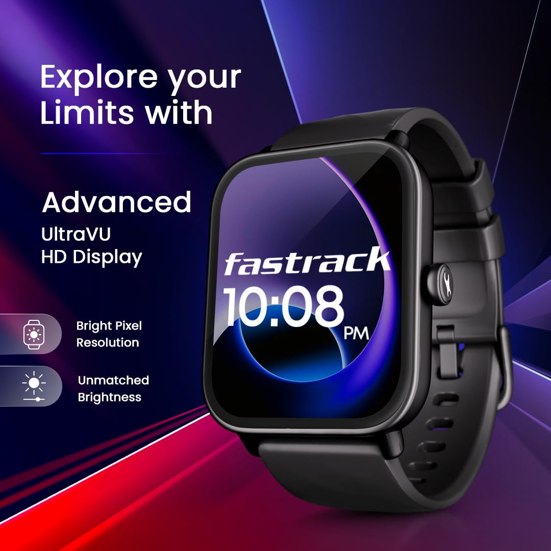Fastrack Limitless Glide Advanced UltraVU HD Display Smart Watch BT Calling Advance Chipset 85 Sports Modes  Smartwatch Faces Voice Assistant 24  7 Health Suite IP67 Black