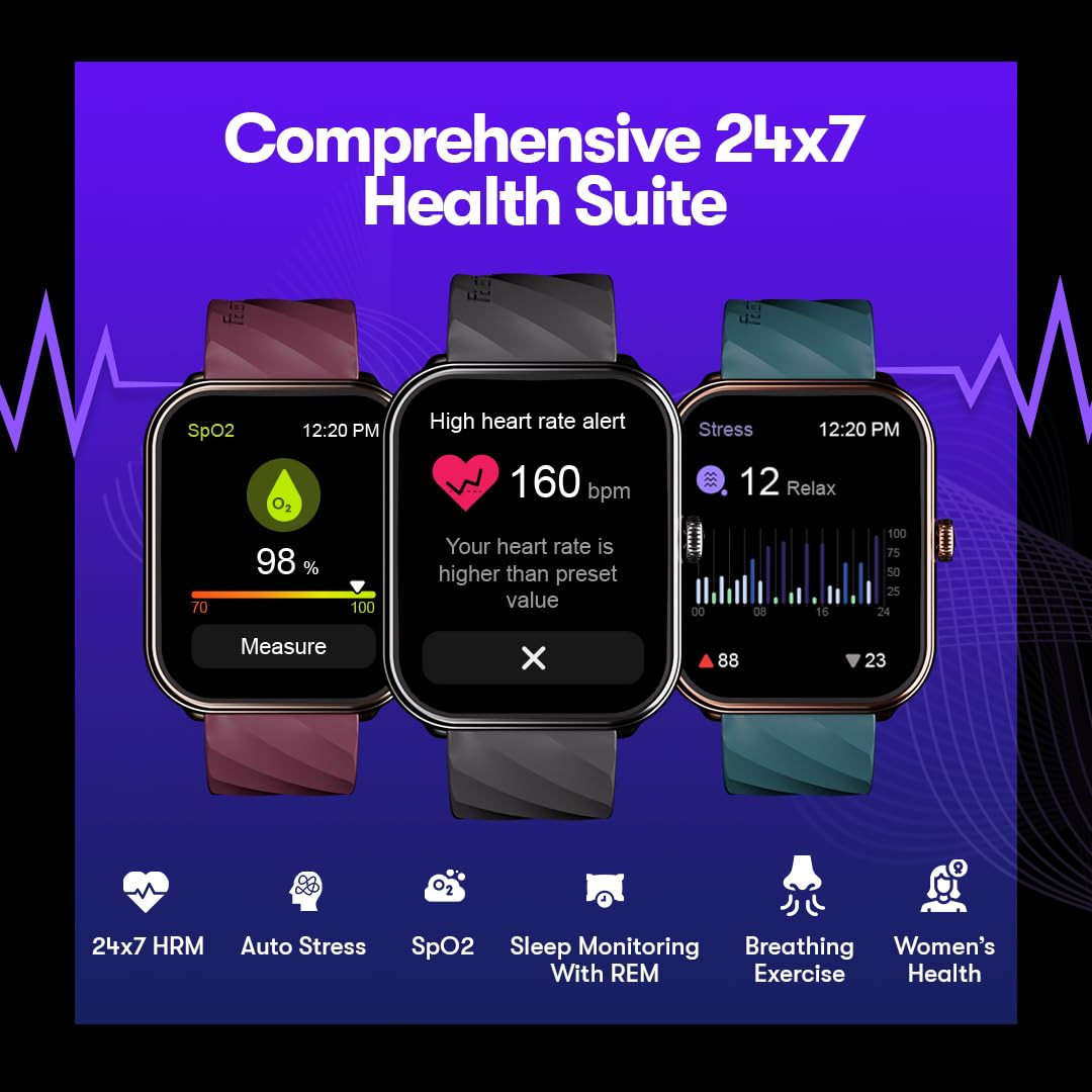 Fastrack Limitless XLarge 191 Hd Display700 Nits BrightnessSinglesync Bt CallingAdvanced Chipset100 Sports Modes  WatchfacesAuto Stress Monitor24X7 Hrm Ip68 Smartwatch Black