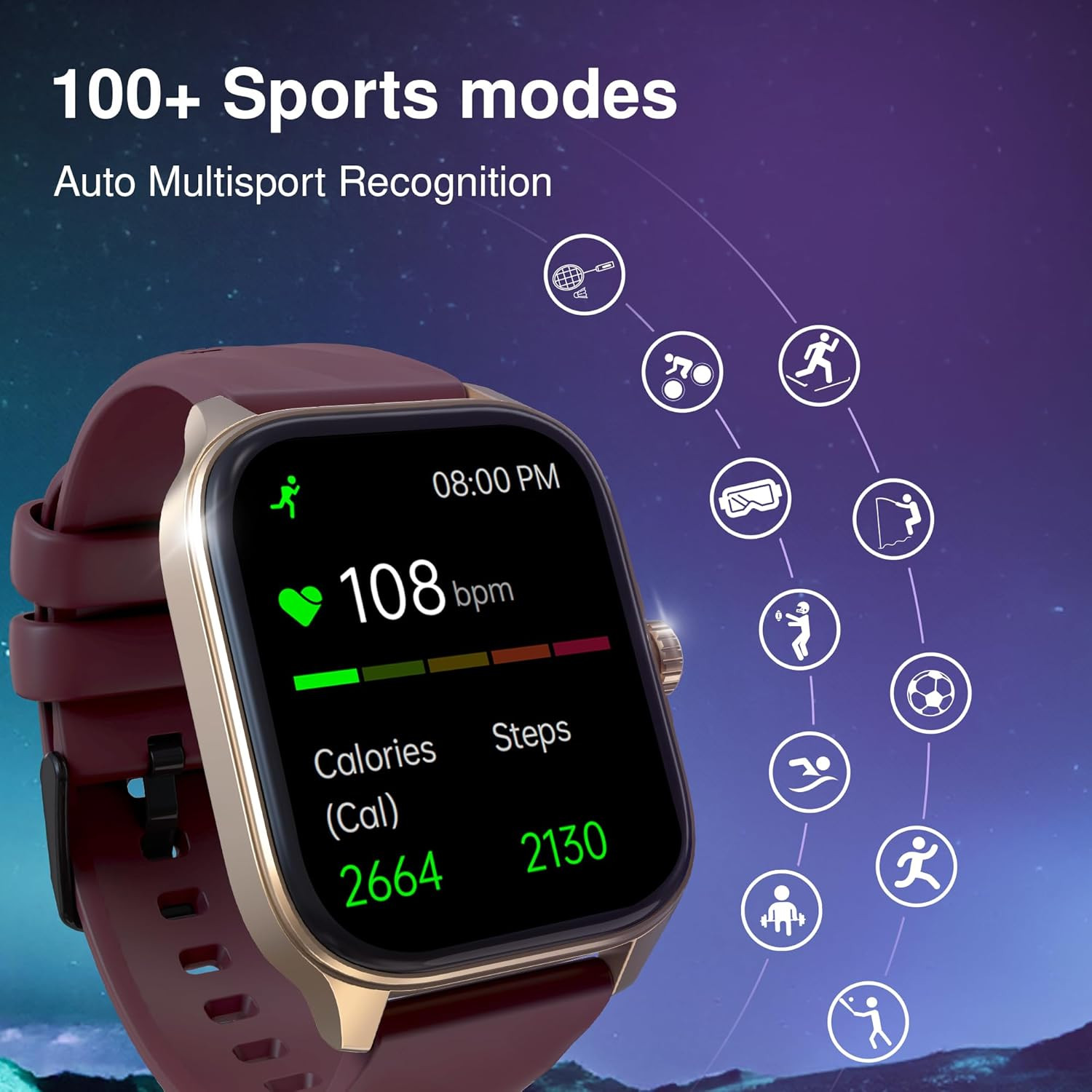 Fastrack New Astor Fs1 Pro SmartwatchLarge Super Amoled Display197 AodNextgen Chipset Lag FreeFast ExperienceFunctional CrownSinglesync Bt Calling100 Sports ModesWatchfacesIp68 Wine Red