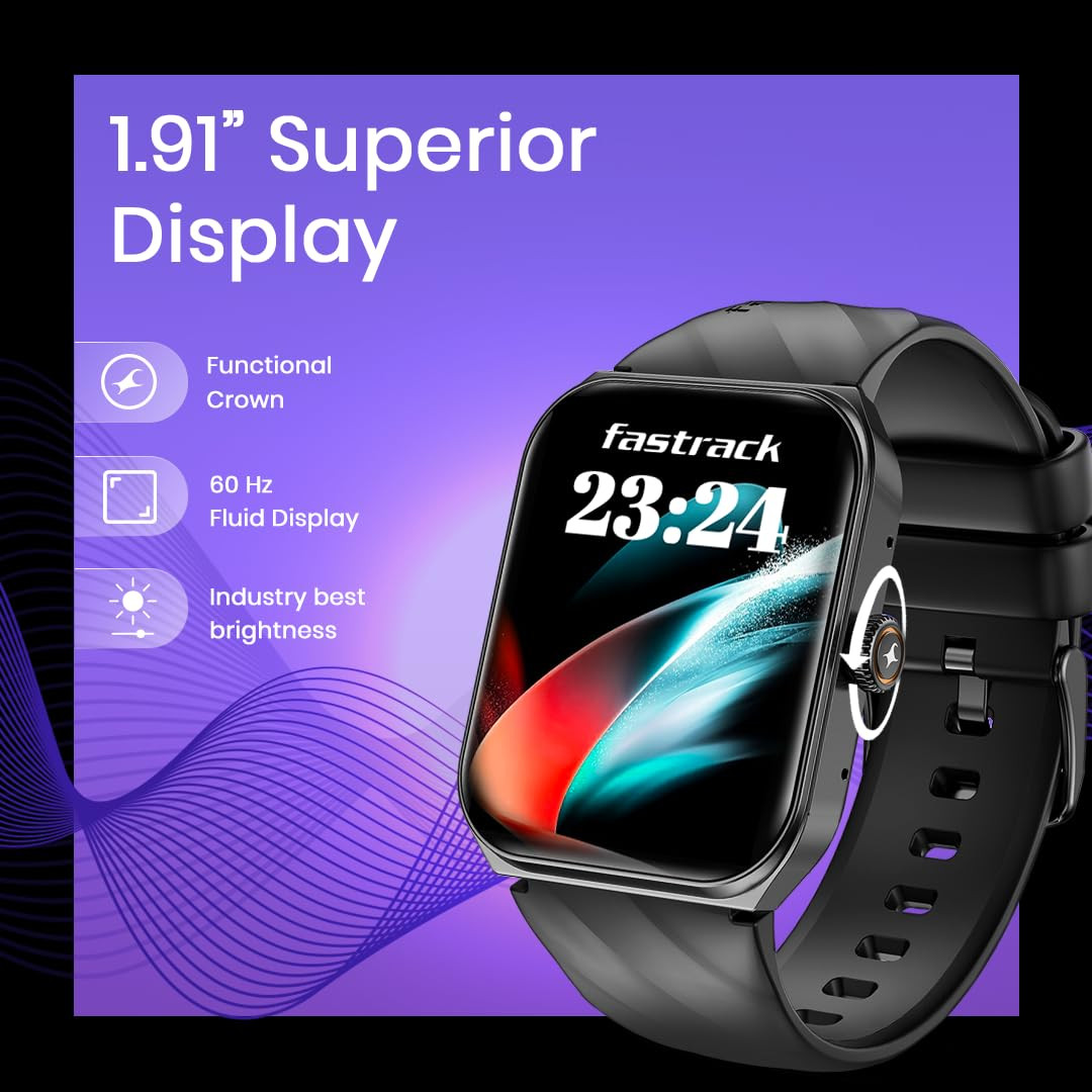 Fastrack New Limitless X2 Smartwatch191 UltraVU with Rotating Crown60 Hz Refresh RateAdvanced ChipsetSingleSync BT CallingNitroFast Charge100 Sports Mode  WatchfacesUpto 5 Day BatteryIP68
