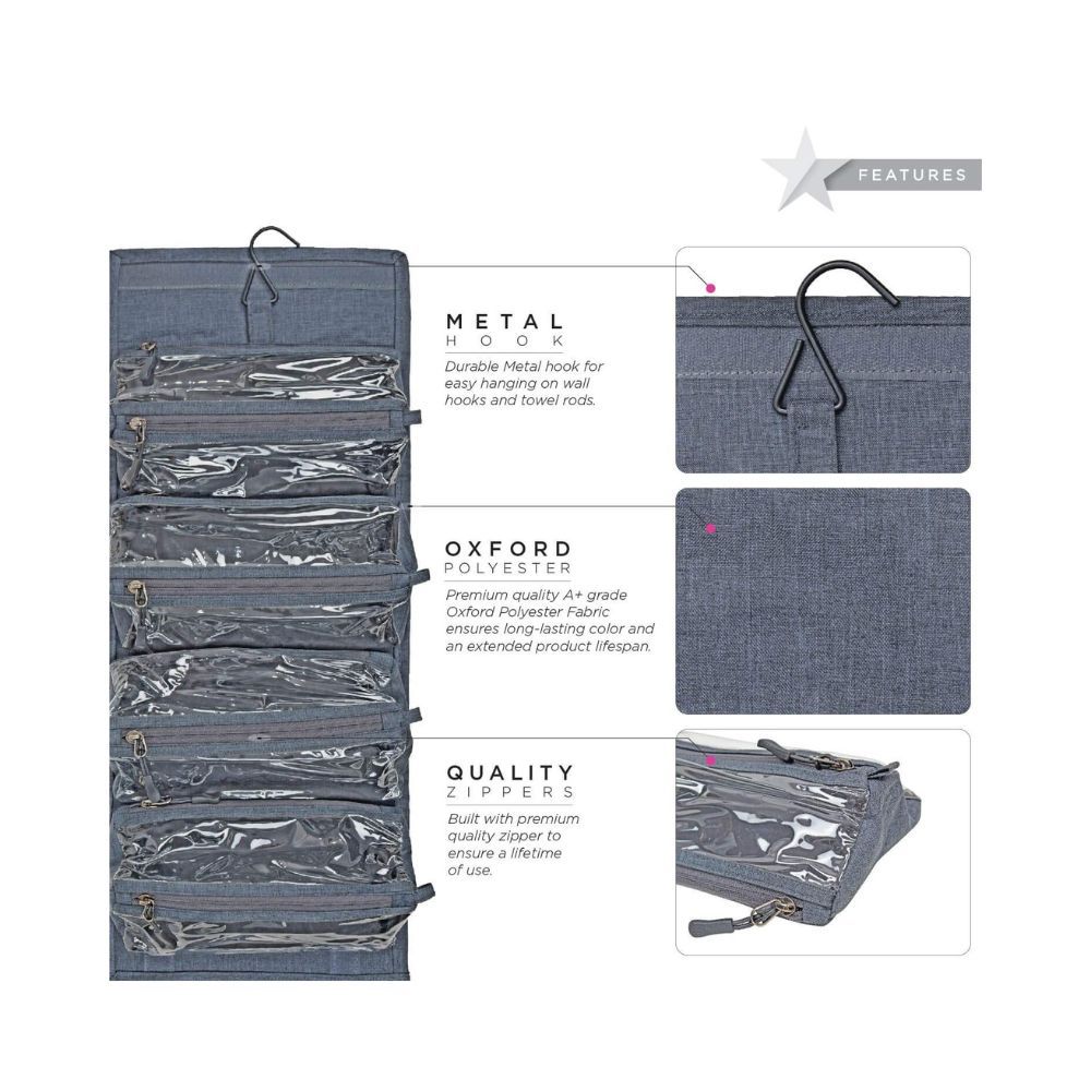 FATMUG Oxford 6 Cms Cosmetic Pouch (M_600152SWBGA1_Dark Grey)