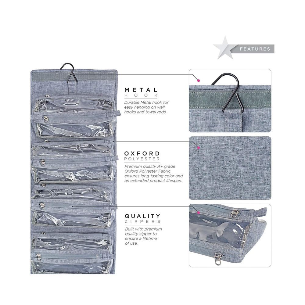 FATMUG Oxford 6 Cms Cosmetic Pouch (M_600153SWBGA1_Light Grey)