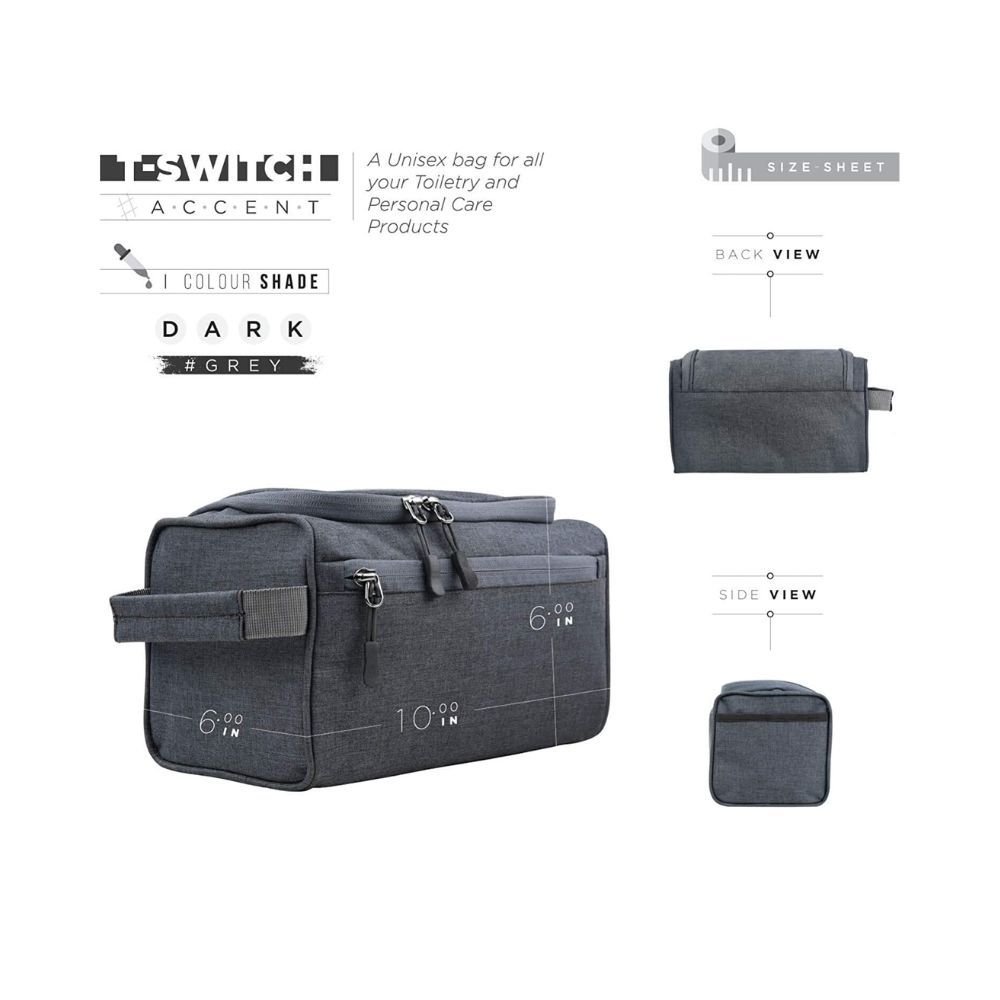 FATMUG Oxford 6 Cms Cosmetic Pouch (S_600131SWBGA1_Dark Grey)