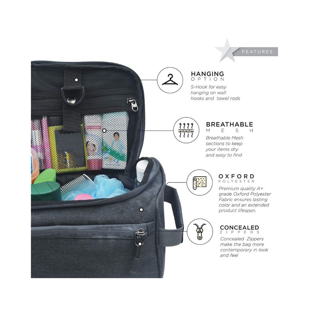 FATMUG Oxford 6 Cms Cosmetic Pouch (S_600131SWBGA1_Dark Grey)