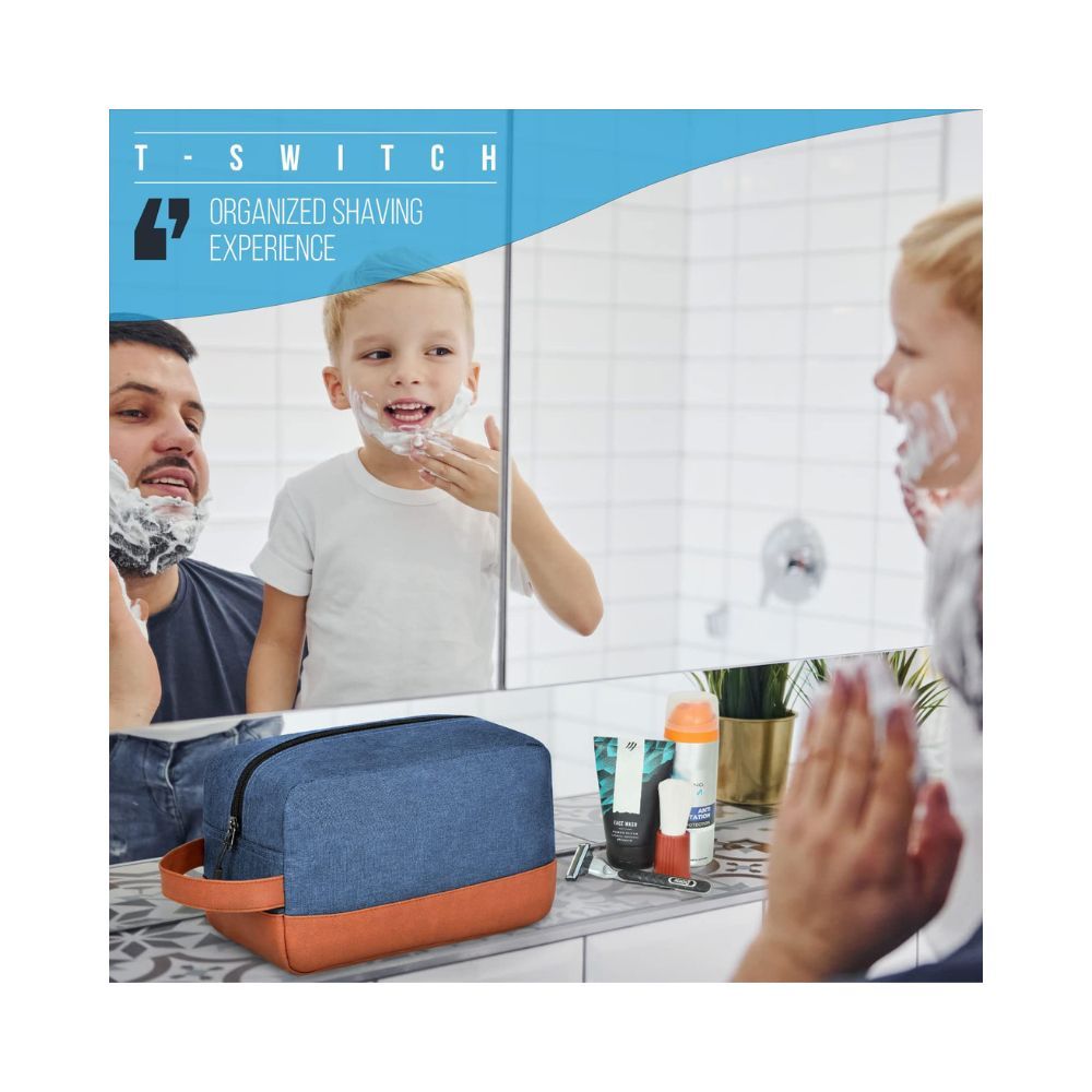 FATMUG Travel Bag -Toiletry Organizer Shaving Kit for Men - Cosmetics Pouch for Women - Navy Blue