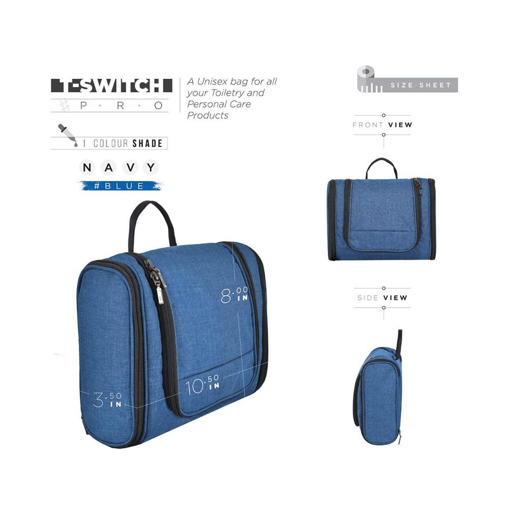 FATMUG Travel Toiletry Kit Organizer Hanging Dopp Kit for Men - Cosmetics Pouch for Women- Navy