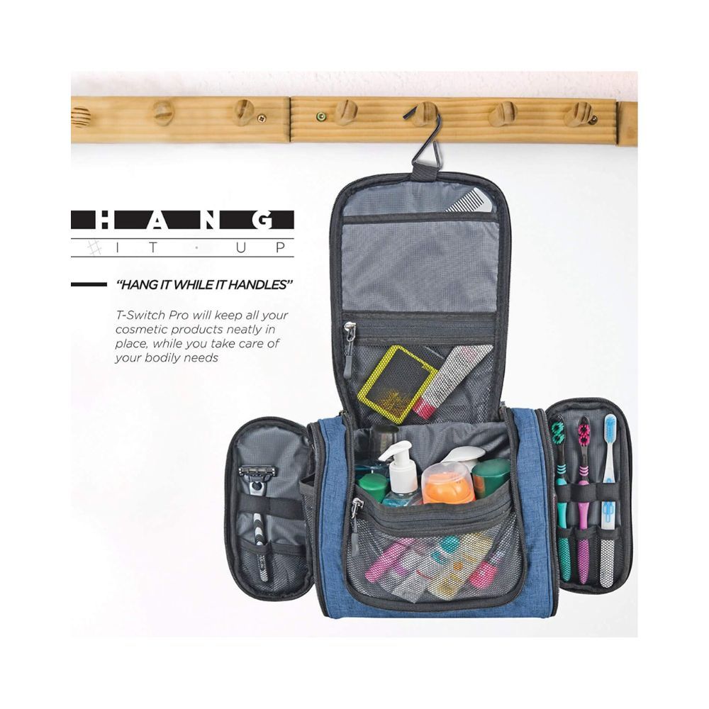 FATMUG Travel Toiletry Kit Organizer Hanging Dopp Kit for Men - Cosmetics Pouch for Women- Navy
