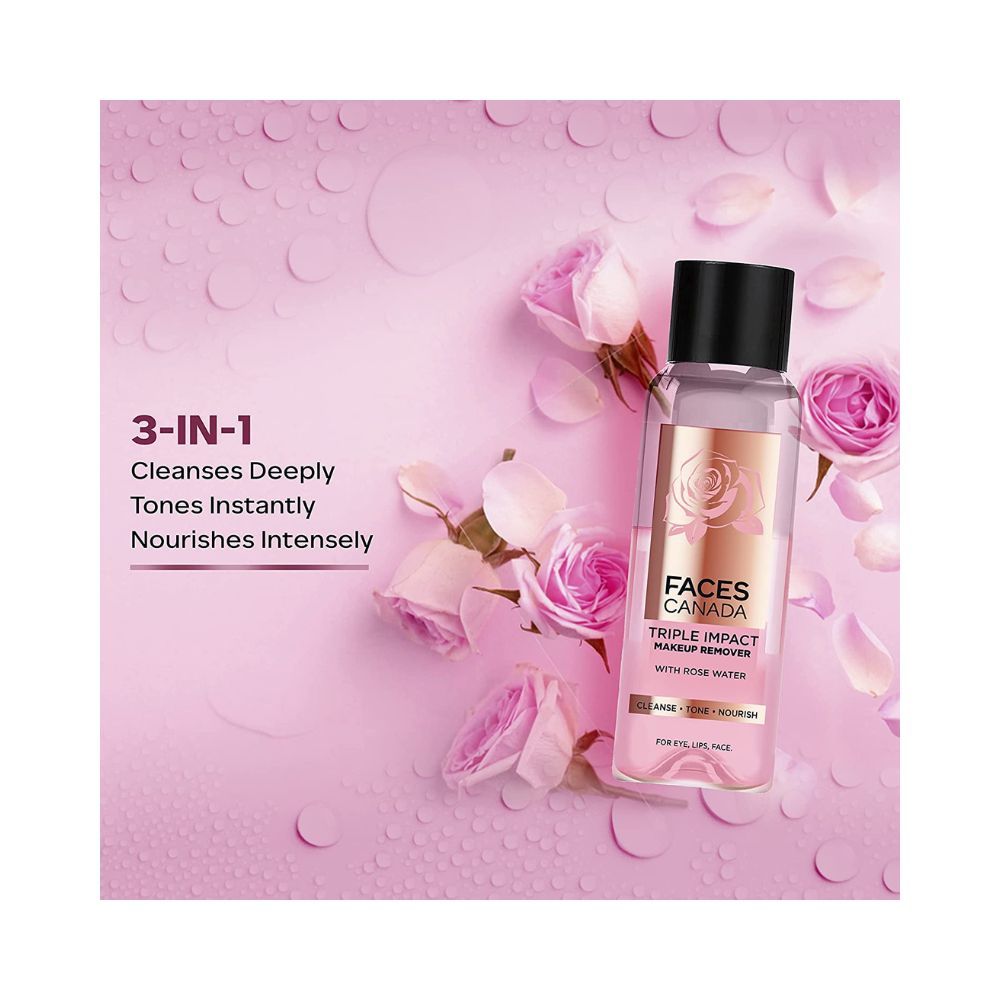Fcae CandaTriple Impact Makeup Remover I Biphasic remover I With Rose Water I 3 in 1 I 120 ml