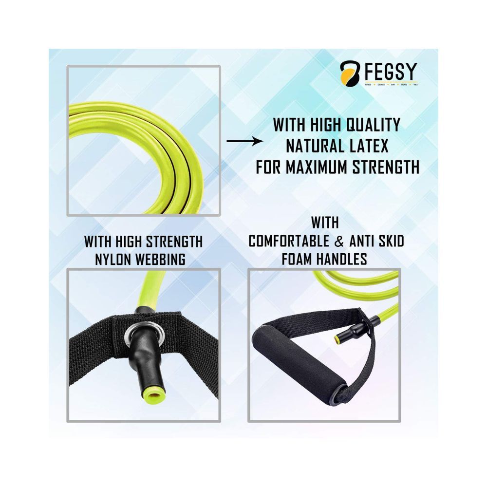 Fegsy Resistance Tube Exercise Bands for Stretching, Workout, and Toning for Men, and Women - 50 LBS