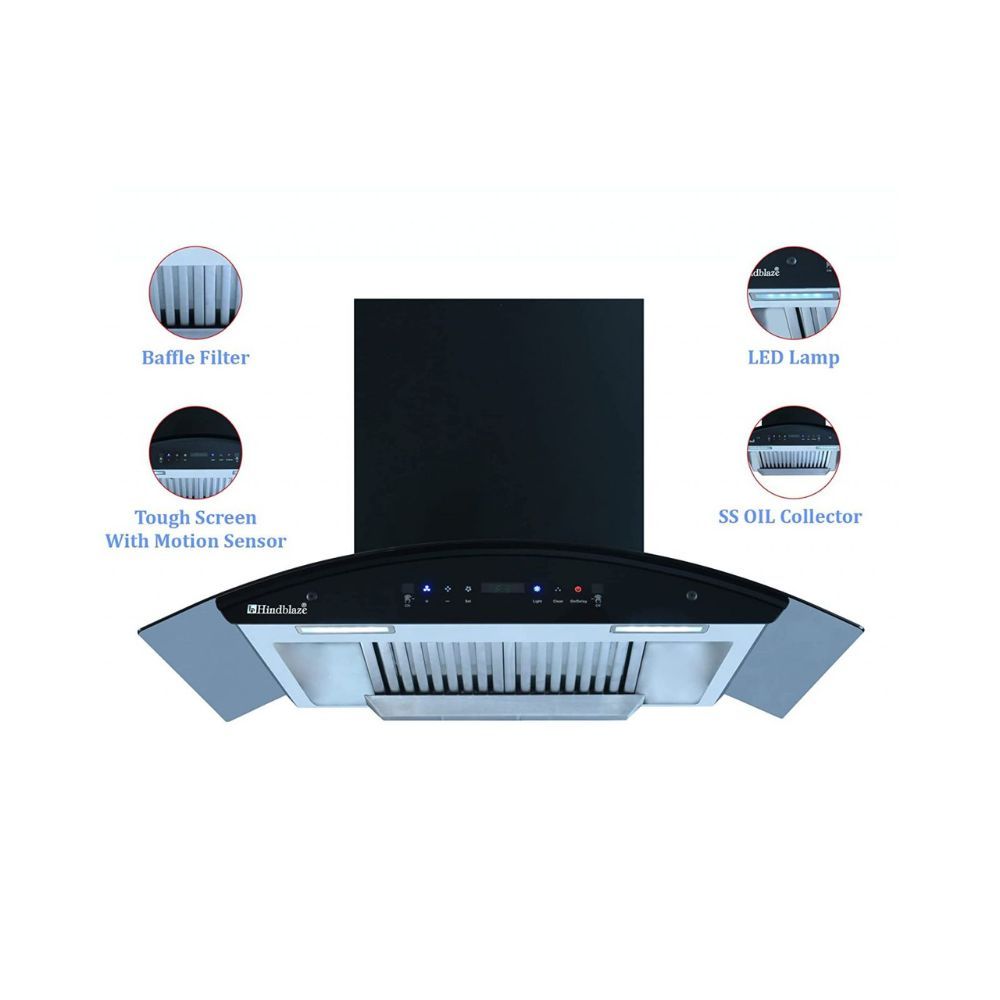 Filter Wall Mounted Kitchen Chimney (Black)