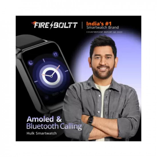 Fire-Boltt Hulk 1.78 inch Amoled Bluetooth Calling with 120 sports modes Smartwatch (Black Strap, 1.78)