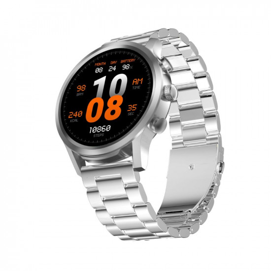 Fire-Boltt Newly Launched Infinity Luxe Vivid 1.6” HD Round Display, Stainless Steel Luxury Smartwatch 4GB Inbuilt Storage, Bluetooth Calling, TWS Connectivity, 100+ Watch Faces (Silver)