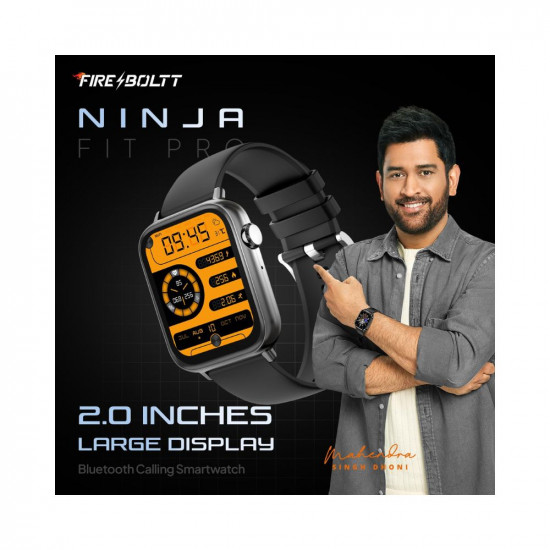 Fire-Boltt Newly Launched Ninja Fit Pro Smartwatch Bluetooth Calling Full Touch 2.0 & 120+ Sports Modes with IP68, Multi UI Screen, Over 100 Cloud Based Watch Faces, Built in Games (Black)