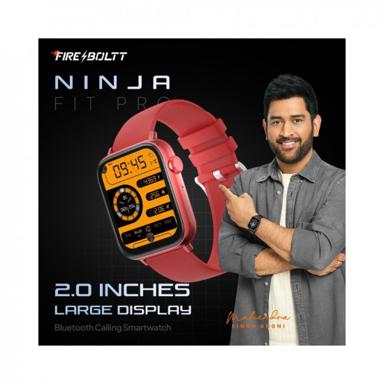 Fire-Boltt Newly Launched Ninja Fit Pro Smartwatch Bluetooth Calling Full Touch 2.0 & 120+ Sports Modes with IP68, Multi UI Screen, Over 100 Cloud Based Watch Faces, Built in Games (Red)