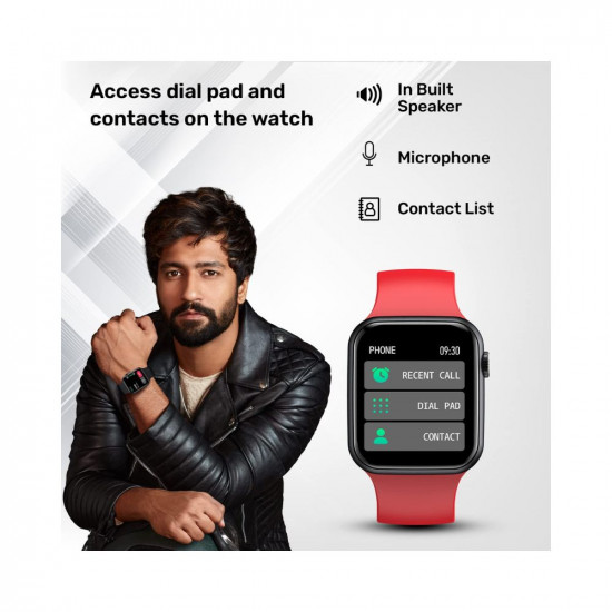 Fire-Boltt Ring Bluetooth Calling Smartwatch with SpO2 & 1.7” Metal Body with Blood Oxygen Monitoring, Continuous Heart Rate, Full Touch & Multiple Watch Faces (Red)