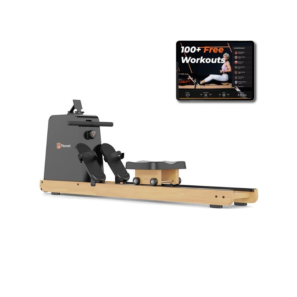 Flexnest Flexrower Smart Imported Wood Bluetooth-Enabled Magnetic Rower Rowing Machine