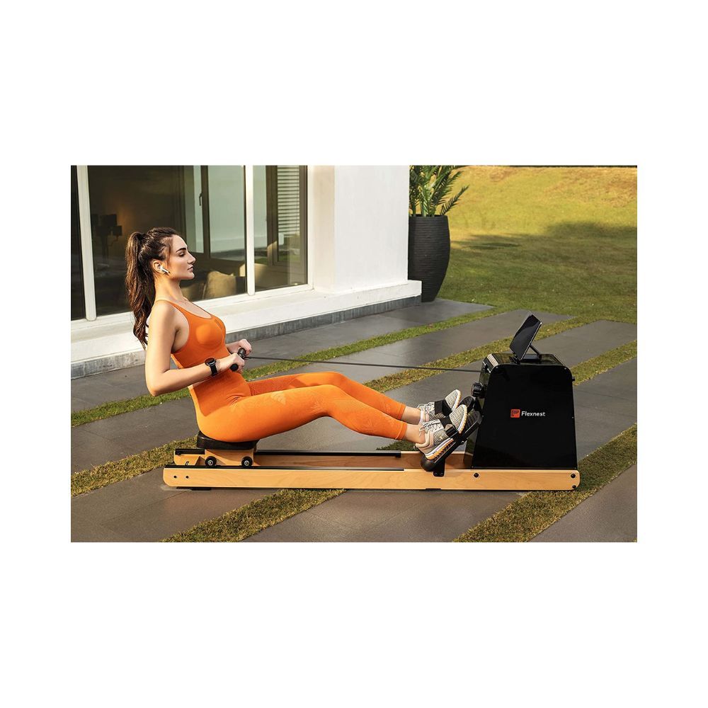 Flexnest Flexrower Smart Imported Wood Bluetooth-Enabled Magnetic Rower Rowing Machine
