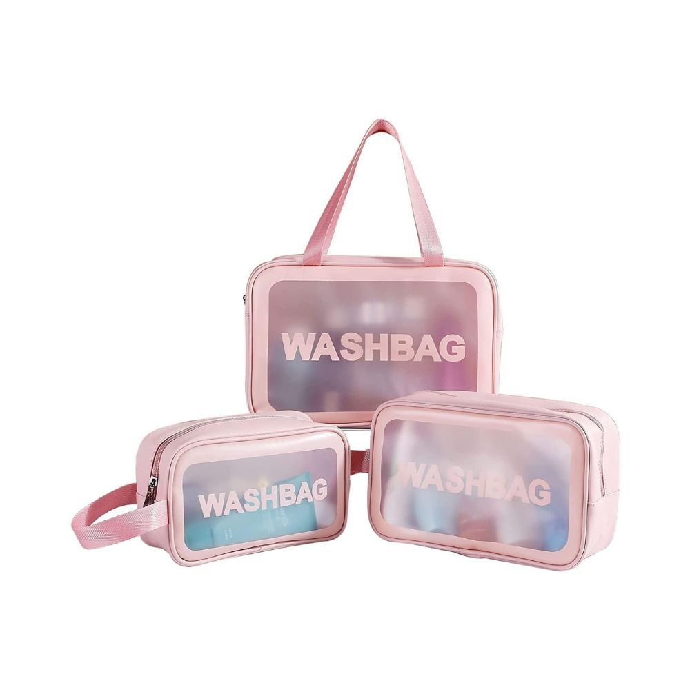 Flyngo Clear Makeup Pouch Set, Cosmetic Organizer Bag for Women and Girls