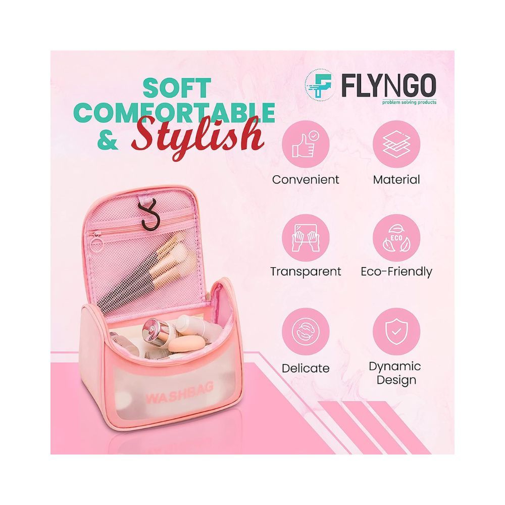 FLYNGO Multipurpose Cosmetic Organizer Bag Makeup Pouch for Women, and Girls for Travel (Pink)