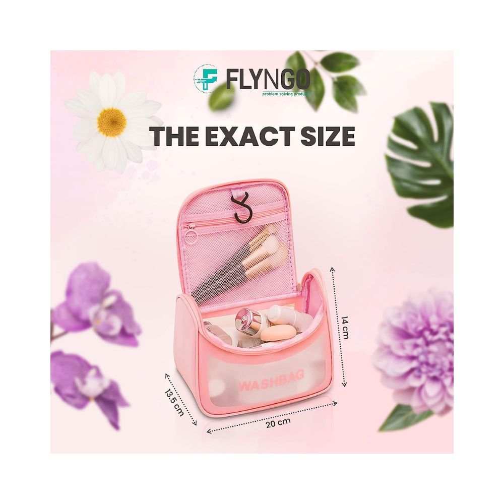 FLYNGO Multipurpose Cosmetic Organizer Bag Makeup Pouch for Women, and Girls for Travel (Pink)