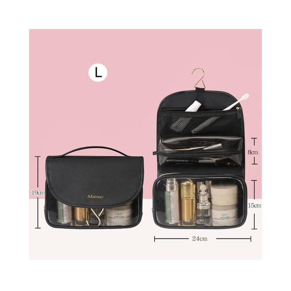 FLYNGO Solid 19 Cms Cosmetic Pouch (L_INVALID DATA_Black)