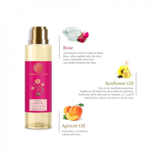 Forest Essentials After Bath Oil Indian Rose Absolute | Ayurvedic Moisturizing & Nourishing Shower Oil