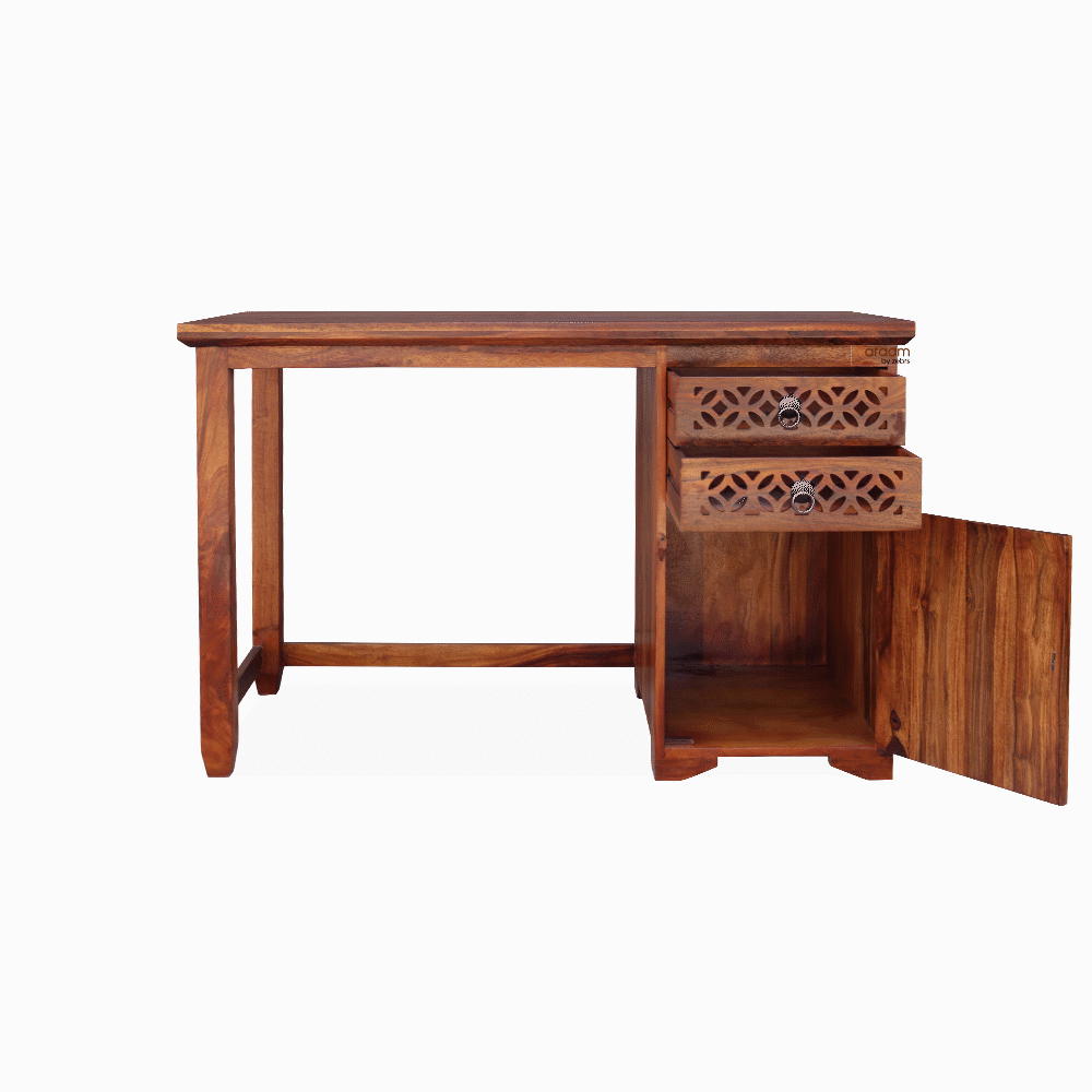 Aaram By Zebrs  Solid Sheesham Wood Study Table with Chair for Students Laptop Office Desk Workstation Writing Table  Furniture (Walnut Finish)