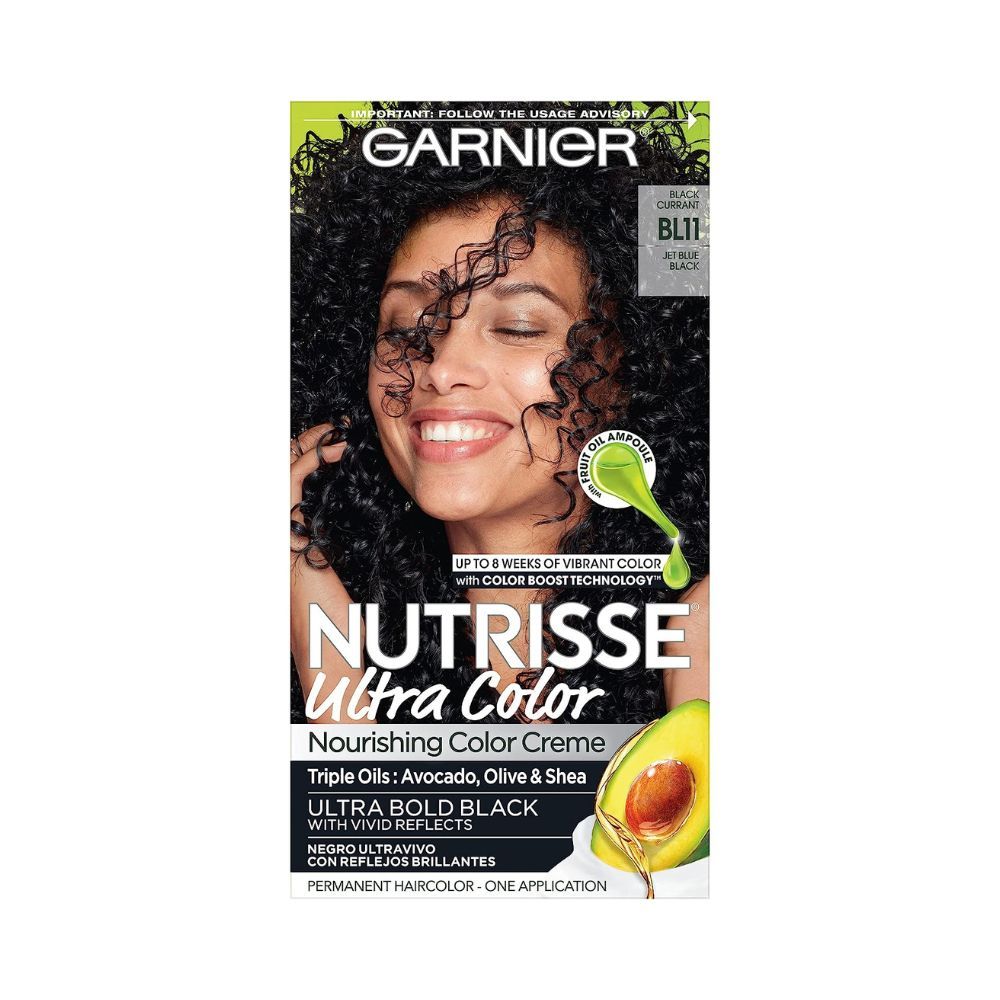 Garnier Nutrisse Ultra Color Nourishing Permanent Hair Color Cream, B11 Jet Blue Black