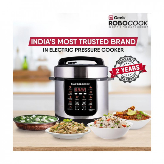 Geek Robocook Zest 3 Litre Electric Pressure Cooker | NS Cooking Pot | 13 Indian Preset Menus | Ideal for 2 People