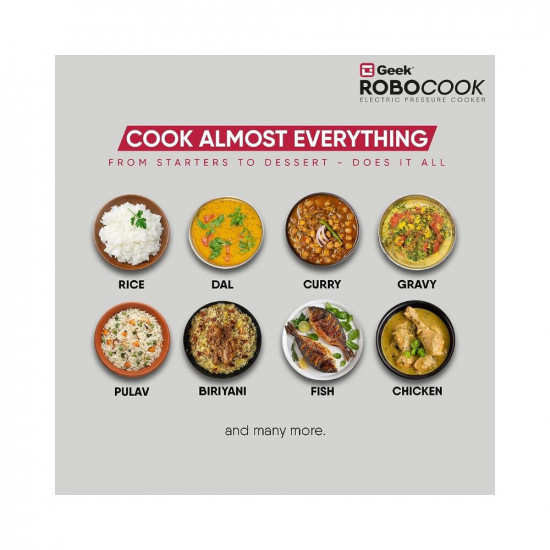 Geek Robocook Zest 3 Litre Electric Pressure Cooker | NS Cooking Pot | 13 Indian Preset Menus | Ideal for 2 People