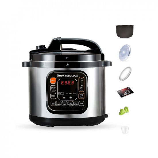 Geek Robocook Zeta 5 Litre Electric Pressure Cooker | One Touch Instant Cooking For Smart Kitchen | 11-in-1 Function | 13 Indian Preset Menu | Automatic Rice Cooker, Steamer, Saute (Non Stick)