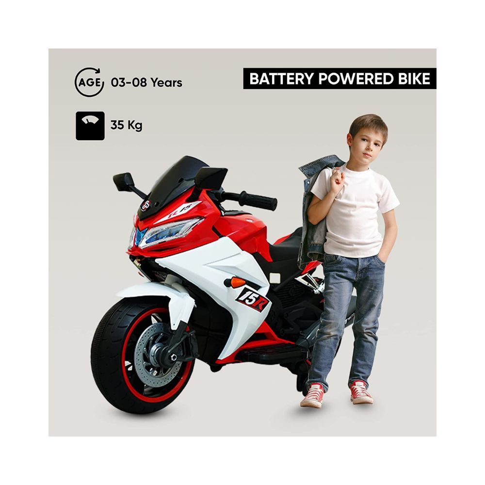 GettBoles 6666 Battery Operated Kids Electric Ride on Bike with Music, Training Wheels