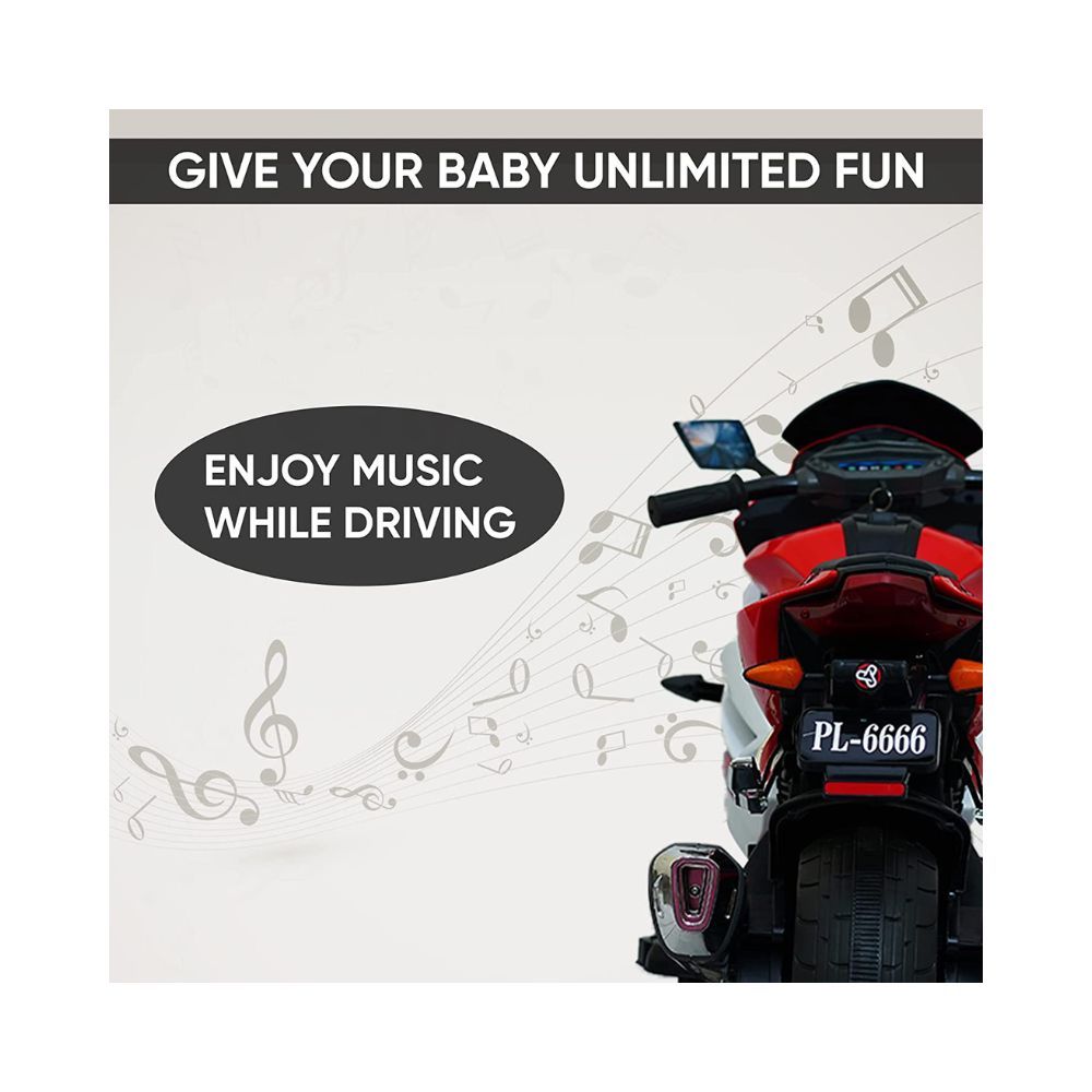 GettBoles 6666 Battery Operated Kids Electric Ride on Bike with Music, Training Wheels