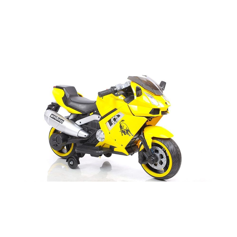 GettBoles Pl 6644 Electric Rechargeable 12V Battery Operated Ride on Bike for Kids with Hand Race