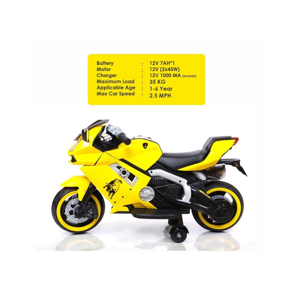 GettBoles Pl 6644 Electric Rechargeable 12V Battery Operated Ride on Bike for Kids with Hand Race