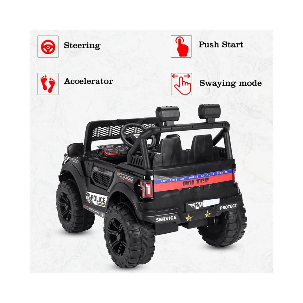 GettBoles Pobo Electric Battery Operated Ride on Jeep for Kids of Age 2 to 6 Years- The Metallic Painted Driving Ride on Car with Music