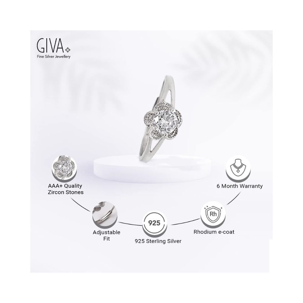 GIVA 0.925 Sterling Silver Ring For Women (Silver)