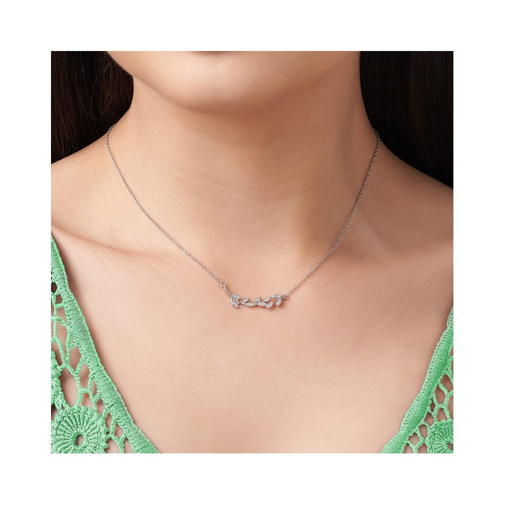 GIVA 925 Sterling Silver Anushka Sharma Classic Leaf Necklace with Chain