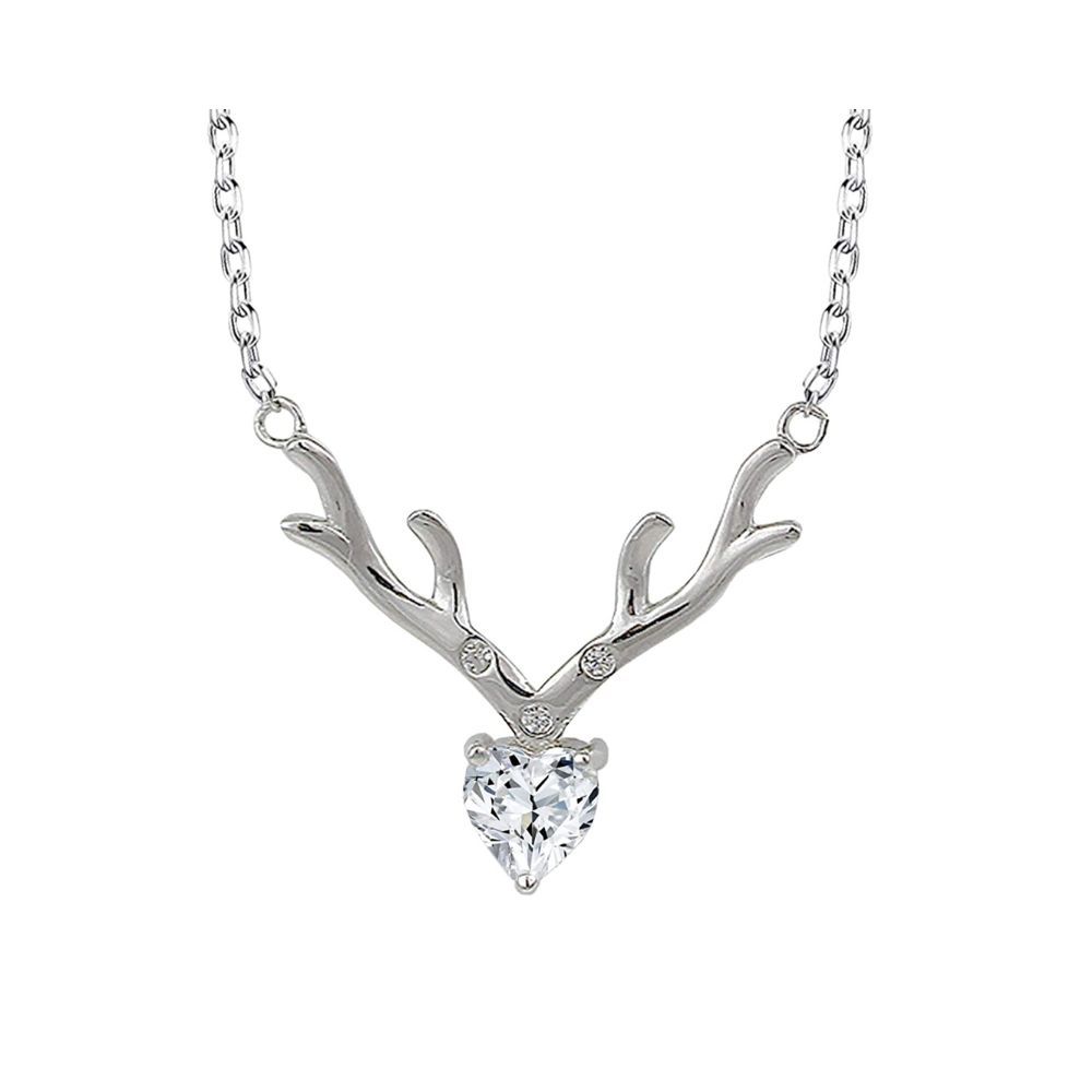 GIVA 925 Sterling Silver Anushka Sharma Zircon Deer Heart Pendant with Chain