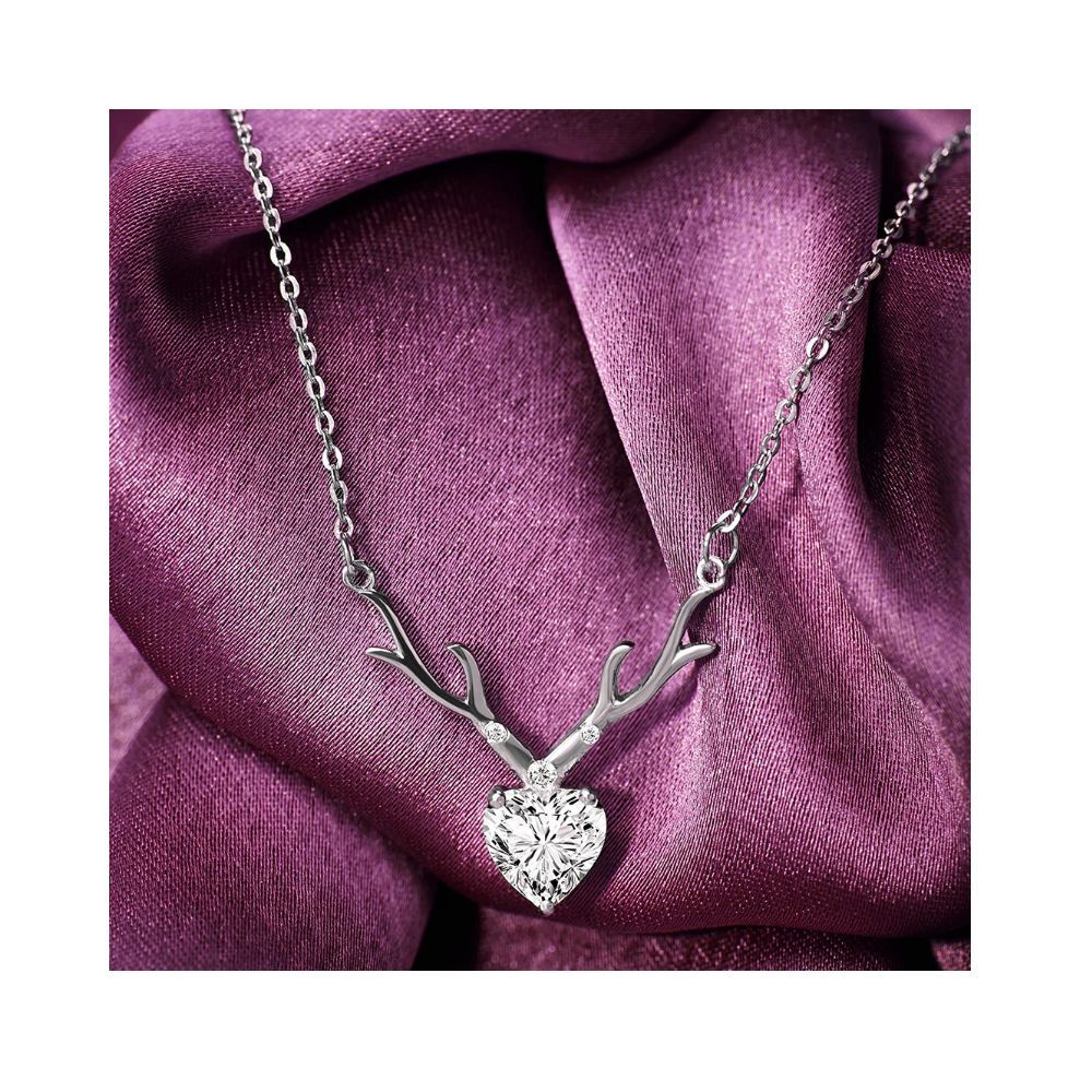 GIVA 925 Sterling Silver Anushka Sharma Zircon Deer Heart Pendant with Chain