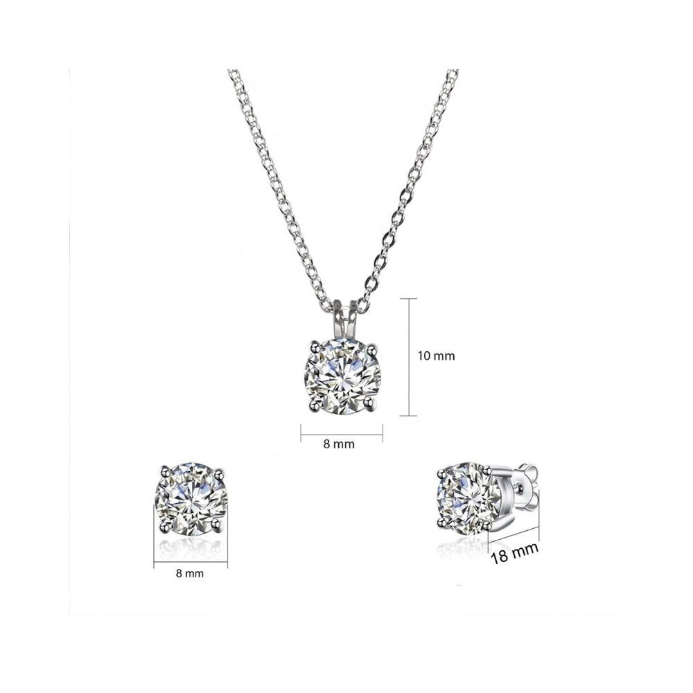 GIVA 925 Sterling Silver Classic Zircon Set With Necklace & Earrings