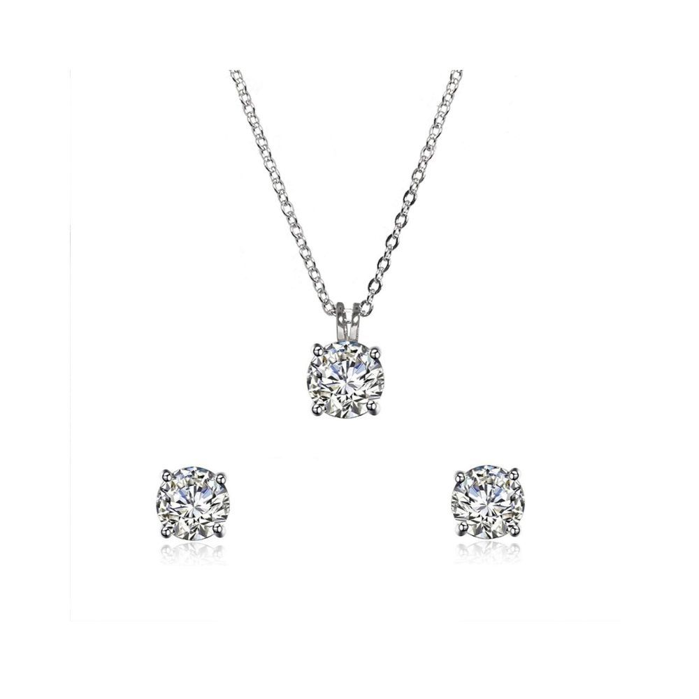 GIVA 925 Sterling Silver Classic Zircon Set With Necklace & Earrings