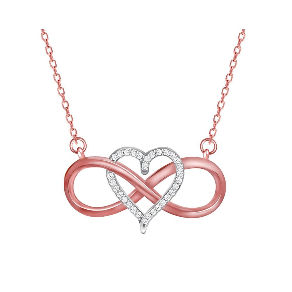 GIVA 925 Sterling Silver Dual Tone Infinity Heart Pendant with Link Chain