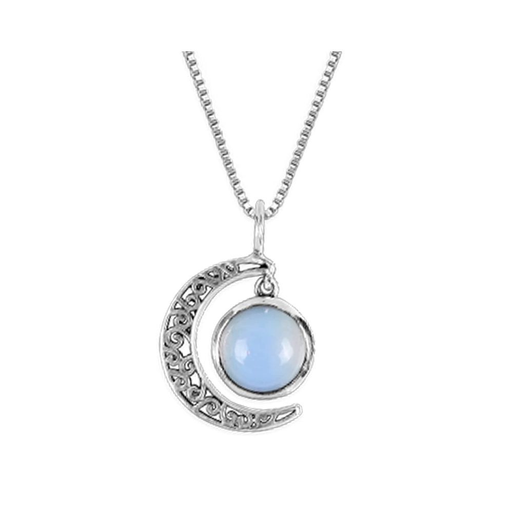 GIVA 925 Sterling Silver Oxidised Moonstone Crescent Pendant with Box Chain | Necklace to Gift Women & Girls