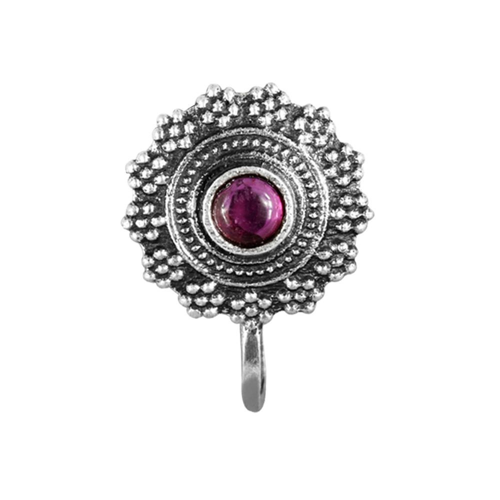GIVA 925 Sterling Silver Oxidised Pink Affair Nose Pin | Gifts for Women & Girls