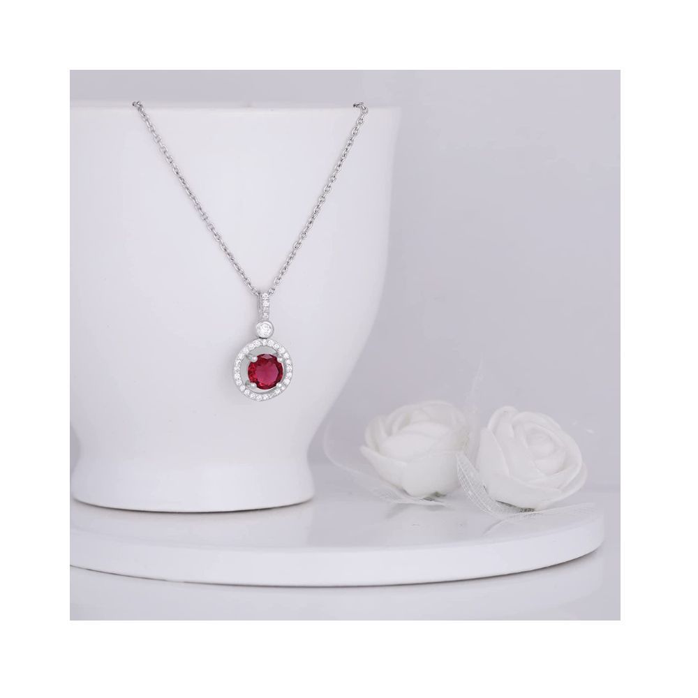 GIVA 925 Sterling Silver Radiant Red Pendant with Link Chain